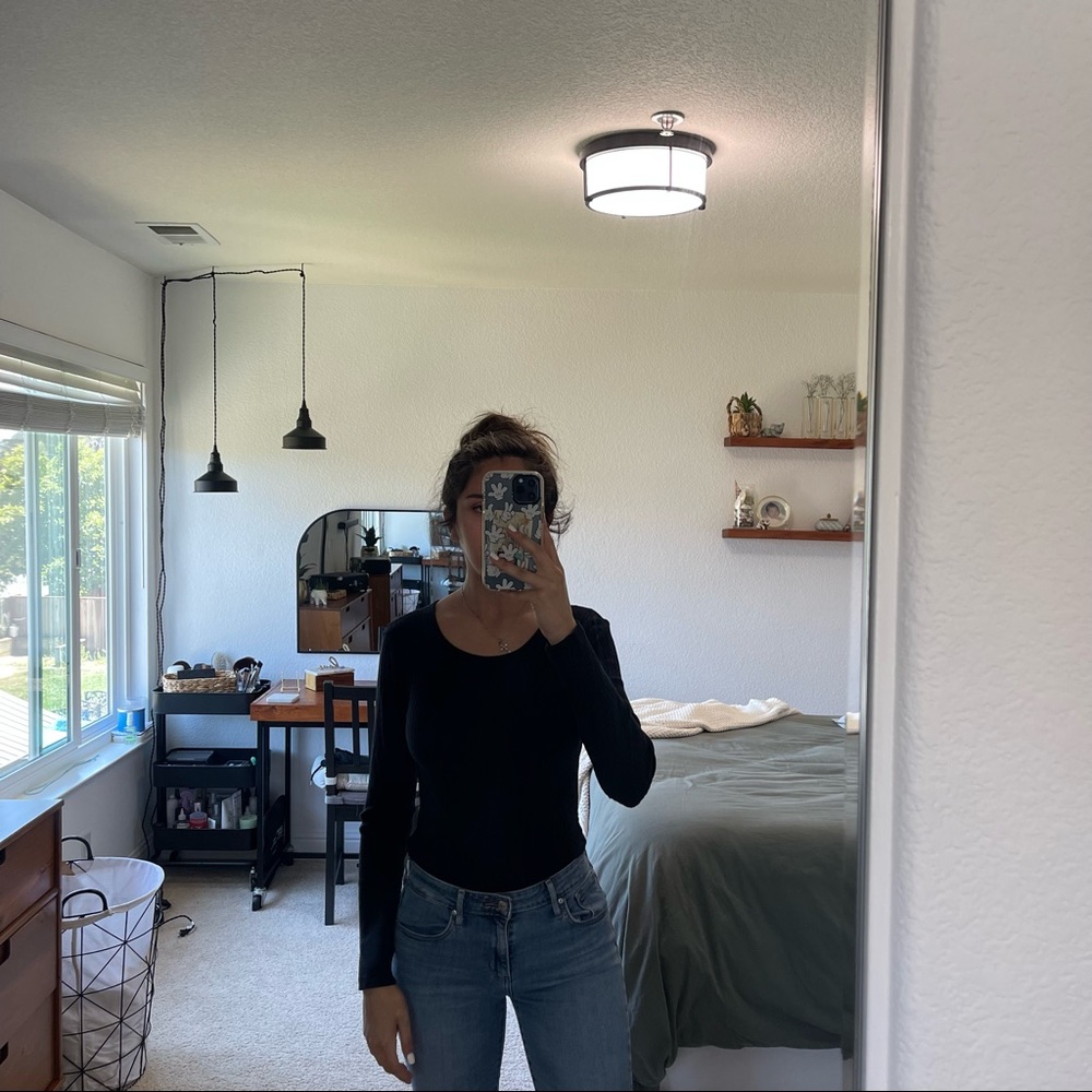 Black long sleeve bodysuit